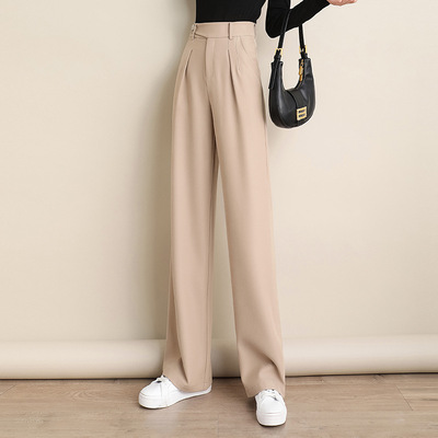 阔腿裤女高腰垂感休闲裤女直筒长裤拖地裤2020春秋孔雀蓝多色裤子|ms