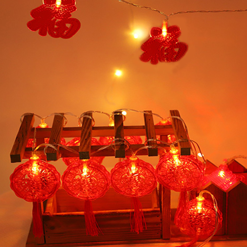 LED红灯笼灯串户外走廊彩灯中国节日福字过年春节装饰元宵节灯串