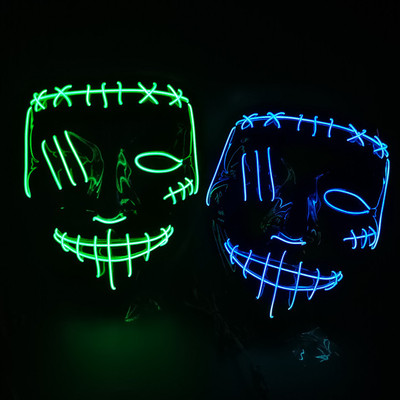 萬聖節發光鬼臉面具EL面具Mask恐怖嚇人抖音狂歡節假日舞會道具