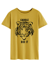 CAROLE DID IT 老虎圖案短袖 外貿歐美字母街頭短袖速賣通ebay