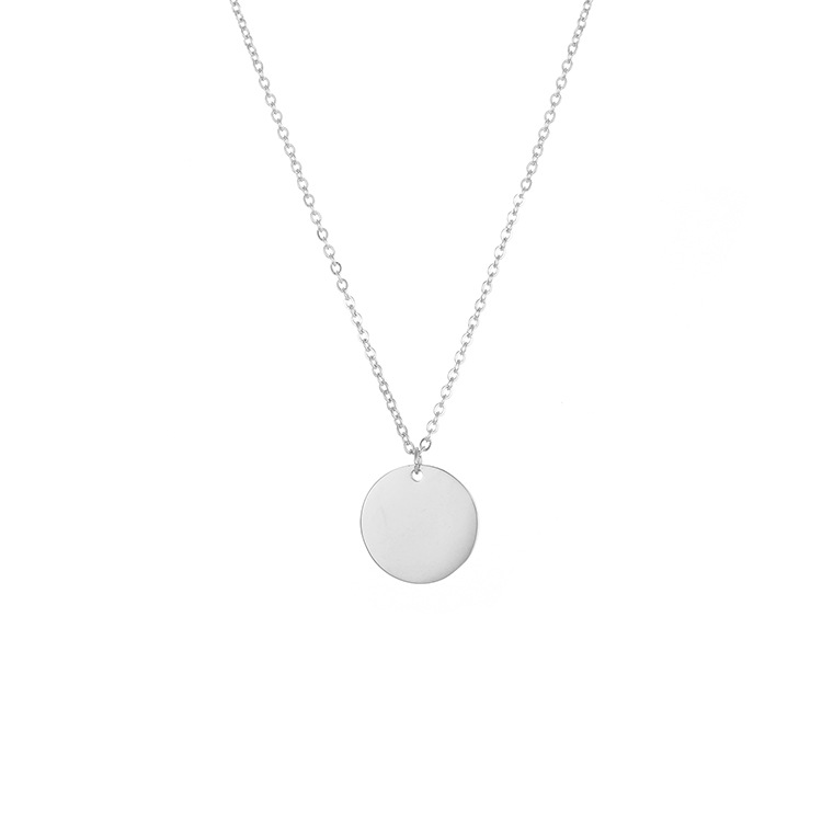 Nouveau Collier De Lettrage En Acier Inoxydable Titane 316l Collier Géométrique 15mm Rond Plaqué Or Collier display picture 7