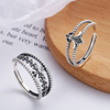 Retro ring, silver 925 sample, European style, punk style, on index finger