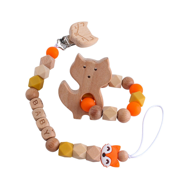 Nueva Haya zorro pezón clip Fox mordedor pulsera bebé silicona pequeño zorro perlas molar juguete pezón cadena