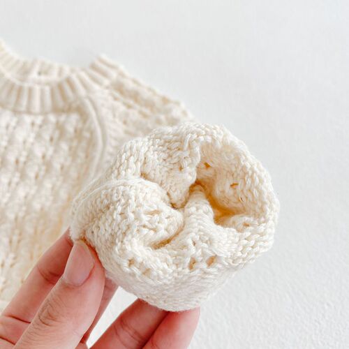 ins spring and autumn clothing baby girl baby knitted hollow waist long-sleeved harem triangle bag fart jumpsuit romper