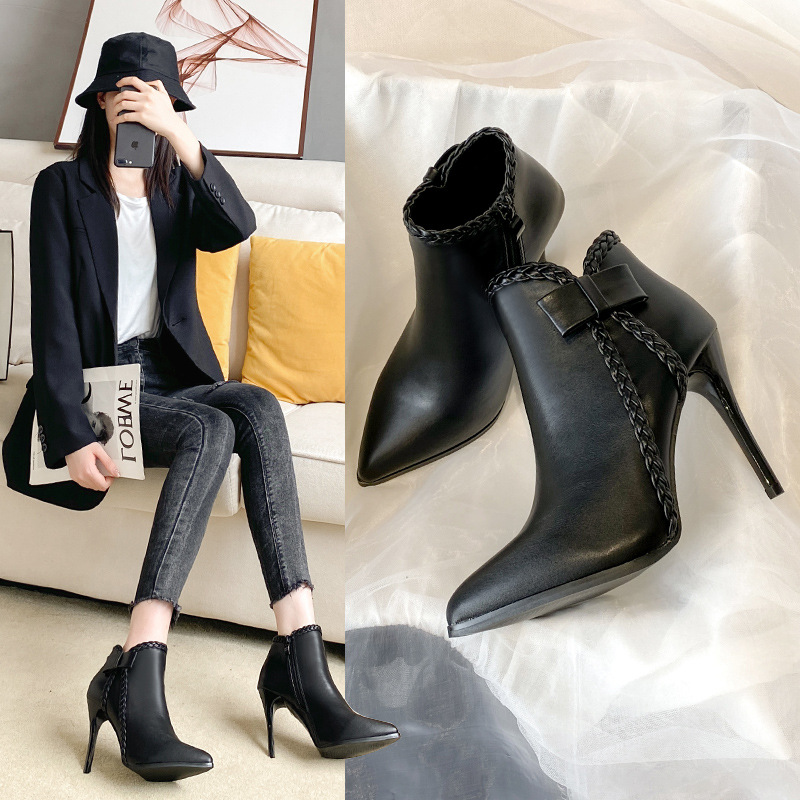 Fall/Winter 2021 New Boots Women Chelsea Fashion Versatile Black Stiletto Boots High Heels Pointy Martin Boots