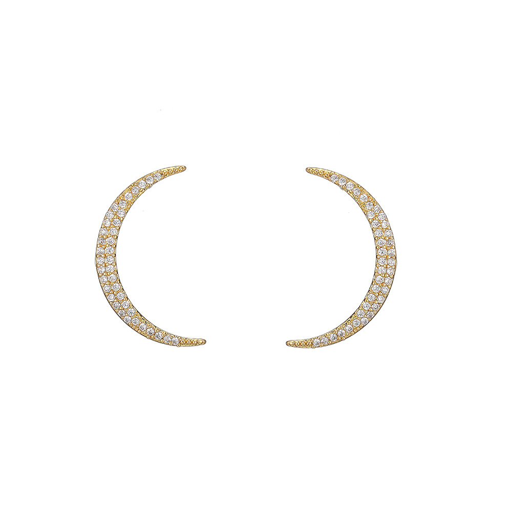 Hot Selling  New Sickle-shaped Diamond Moon Earrings display picture 6