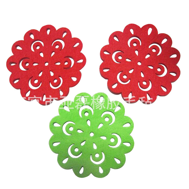 毛毡彩色镂空杯垫纯色毛毡餐垫可定批发杯垫多样