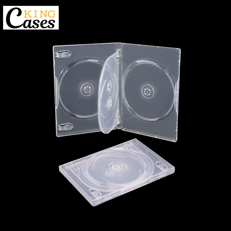 透明DVD CD光碟包装盒4碟14mm厚PP塑料多碟光盘收纳盒支持定制