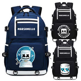 百大电音DJ棉花糖同款marshmello书包男女学生双肩包大容量背包潮