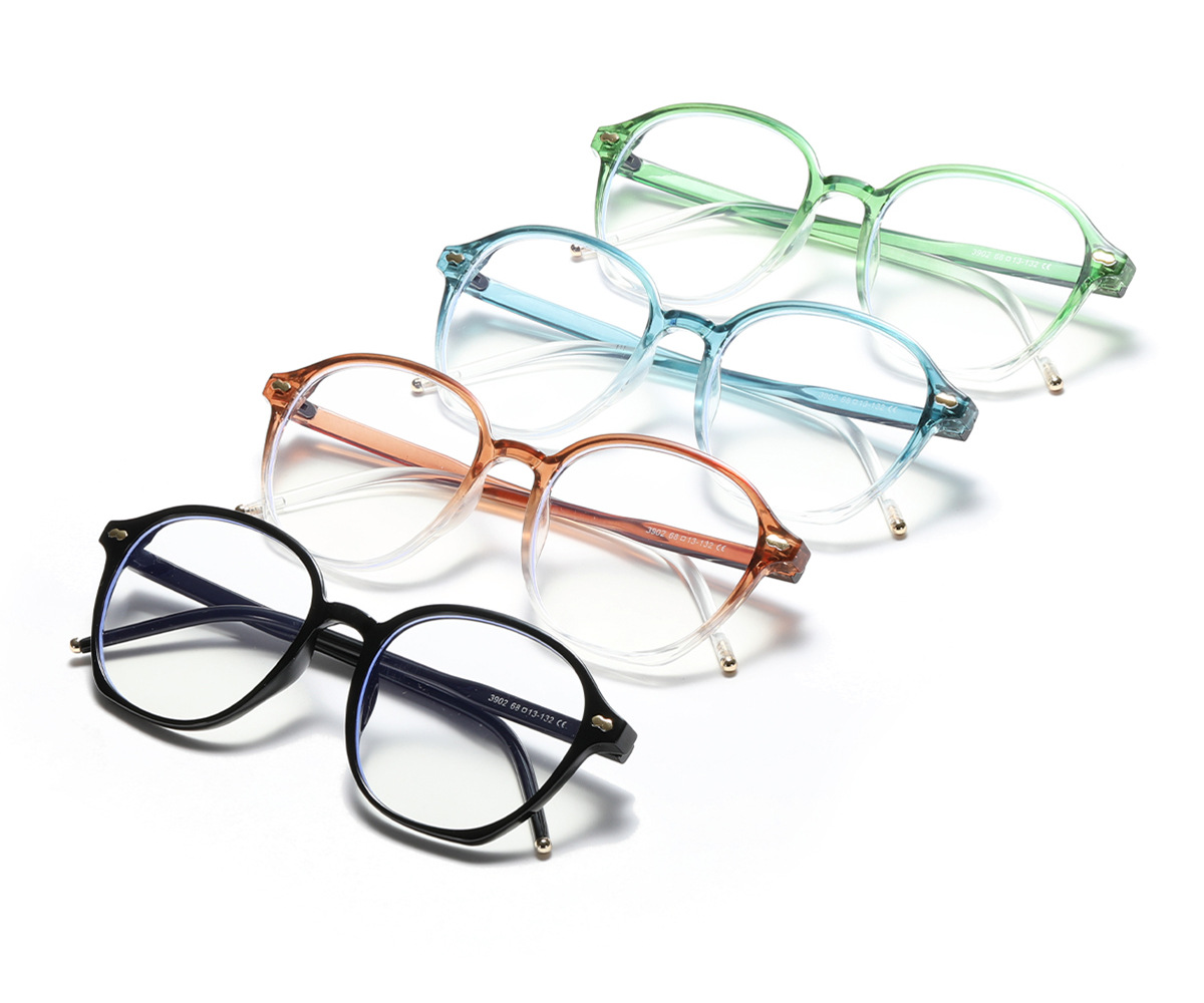 Lunettes Rondes Confortables Bleues Anti-bleues Lunettes Plates De Mode display picture 1