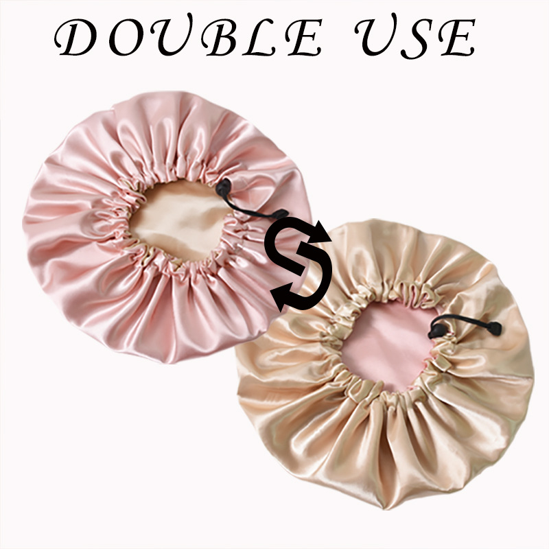 Fashion Solid Color Double-layer Satin Shower Cap 1 Piece display picture 8