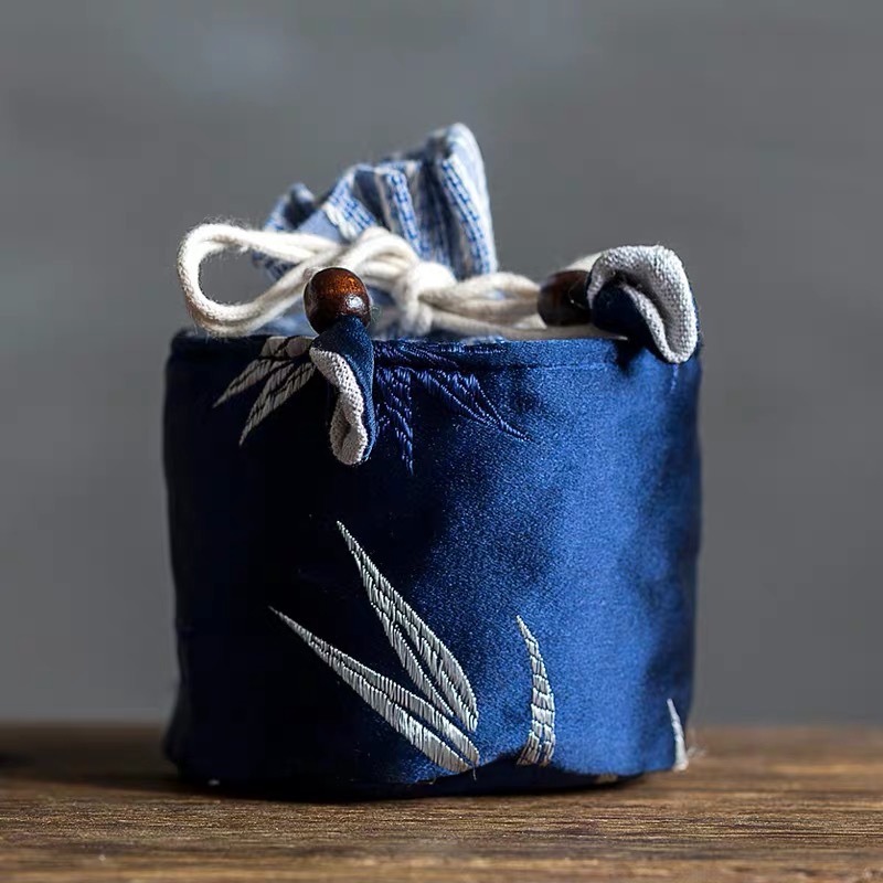 Juego de té de Kung Fu portátil traje de viaje bolsa de tela de lino de algodón juego de té bolsa de almacenamiento una olla dos tazas bolsa de tela té