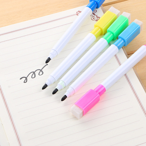 Small color whiteboard pen black core large pen office erasable pen meeting creative water-based marker with brush wholesale