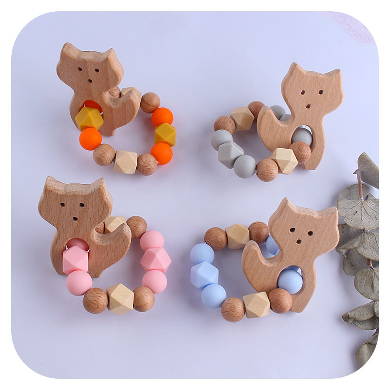 Nueva Haya zorro pezón clip Fox mordedor pulsera bebé silicona pequeño zorro perlas molar juguete pezón cadena