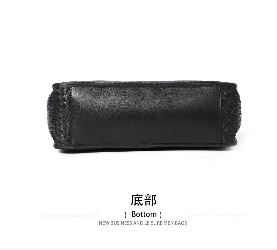 Túi xách tay nam da thật dệt da bò mềm, cặp đeo chéo một vai công sở 42×28,5×14 cm — Dệt da bò cỡ nhỏ, Dây trang trí da bò cỡ lớn, Da bò lớn dệt, Dệt Da Cừu Cỡ Nhỏ chi tiết 15
