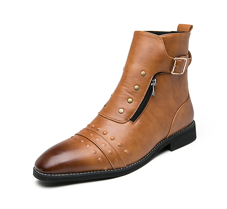 Bottes formelles pour hommes en cuir sans effort, bottes confortables et élégantes à la mode_voghion.com