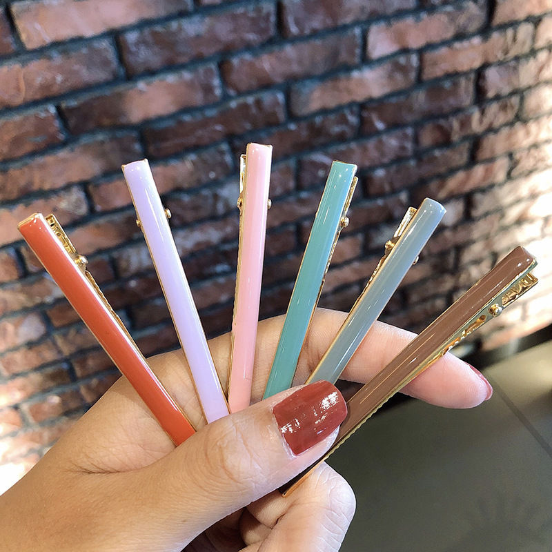 Korean Fashion Cute  Candy Color Hairpin Dripping Oil Word Clip Hairpin Girl  Colorful Simple Side Clip Set Wholesale display picture 3