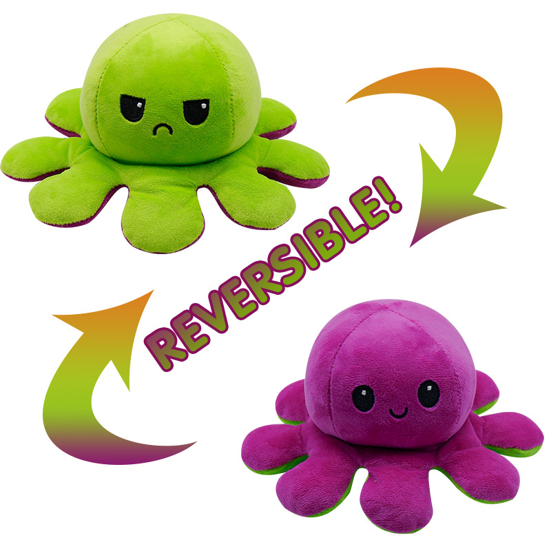 hot sale flipped octopus dolls double-sided expression flipped octopus vibrato small octopus toys NSNO4327