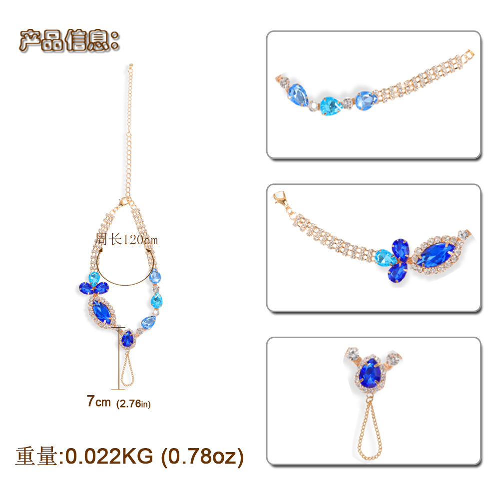 Water Drop Oval Color Diamond Anklet Beach Style Fashion Symmetrical Full Diamond Luxury Trendy Foot Jewelry Wholesale Nihaojewelry display picture 13