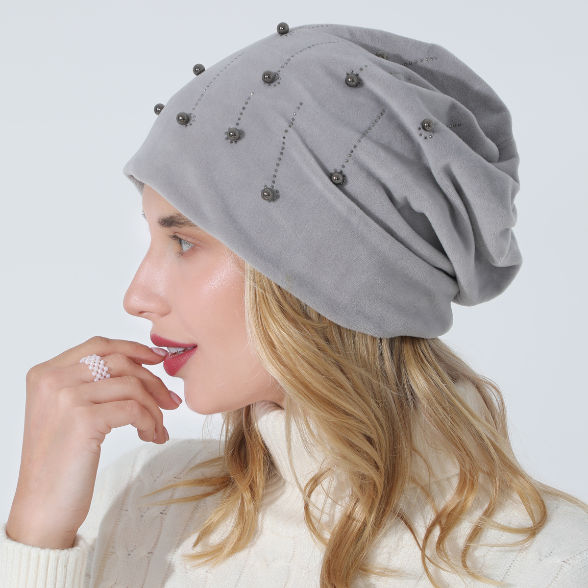 Damen Moonlight Hut Für Herbst Winter Samt Mit Strassbesatz_voghion.com