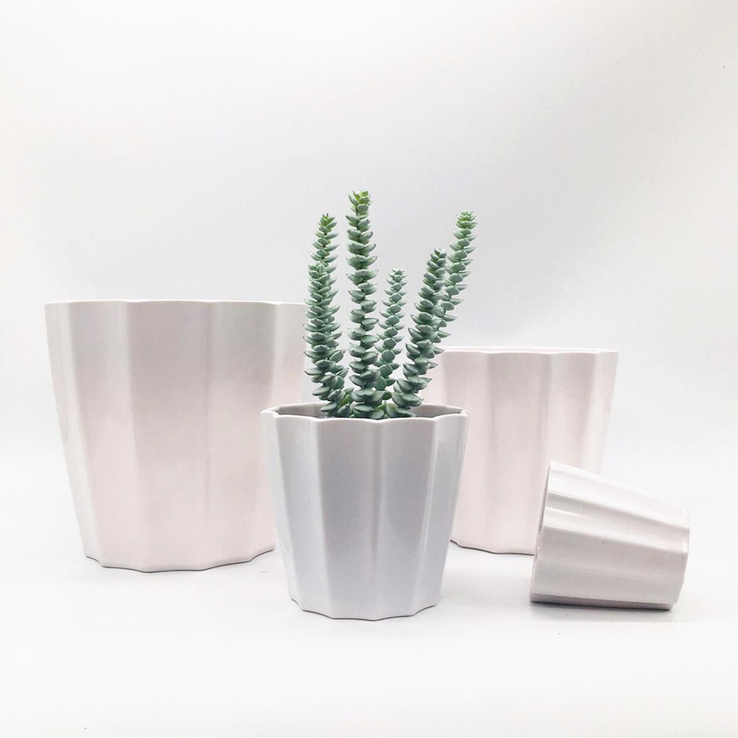Factory direct sales of 5-sized Y31 series vertical striped circular color series flower POTS and plastic succulent flower POTS detail image 3