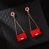 Fashionable red cosmetic bag, earrings, silver needle, 2020, internet celebrity