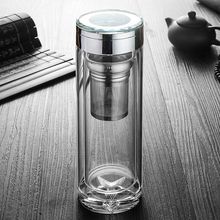 创意新款玻璃杯高硼硅开业礼品杯双层水晶玻璃杯办公水杯批发logo