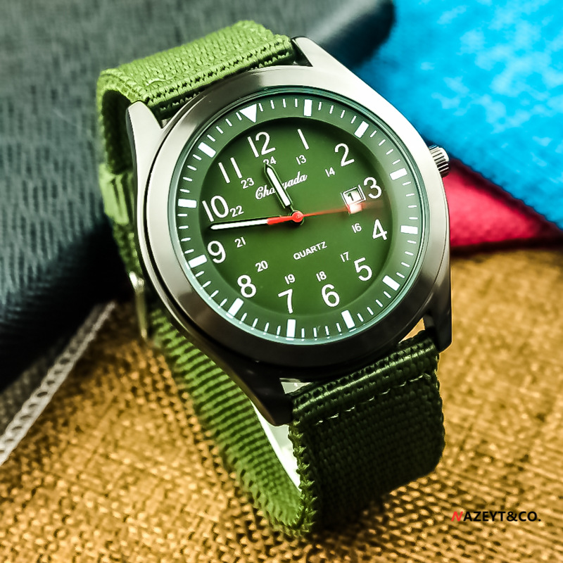 2022 reloj de moda de estilo coreano para hombres para estudiantes de secundaria y secundaria de lona deportiva al aire libre Calendario de hombre reloj impermeable