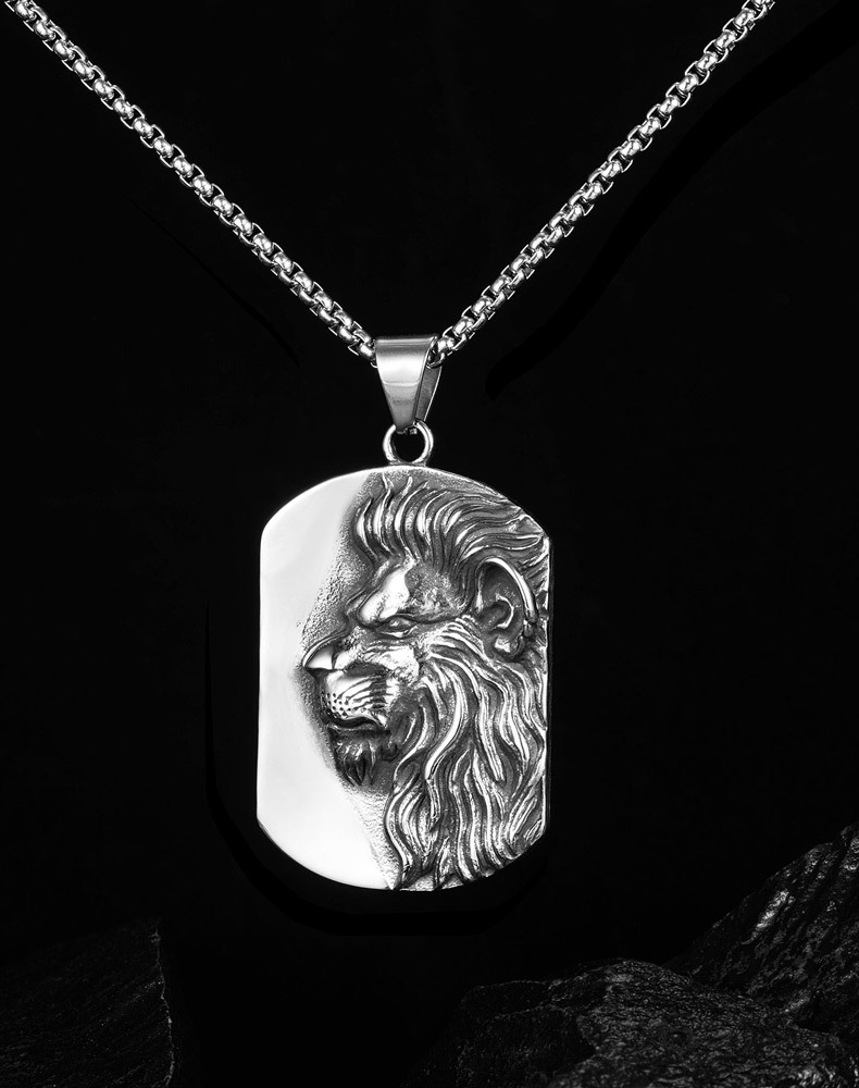 Collier Pour Homme En Acier Titane Rétro Army display picture 3