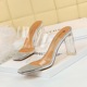 9022-1 European and American style fashion transparent hollow word with thick heel, square head and open toe summer sandals