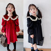 Velvet cute skirt, warm dress, small princess costume, down jacket, children's clothing