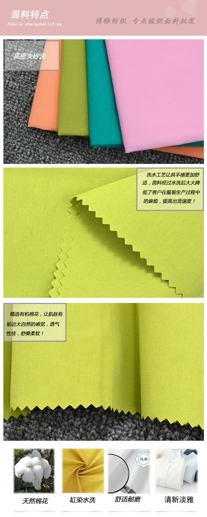 纯棉府绸棉布40支高密夫砂洗130克水洗布料夏季衬衫连衣裙面料-阿里巴巴
