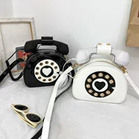 Японская мультипликация полиуретановая компактная сумочка, сумка через плечо бренда, старомодный телефон для учеников начальной школы, в японском стиле, Южная Корея