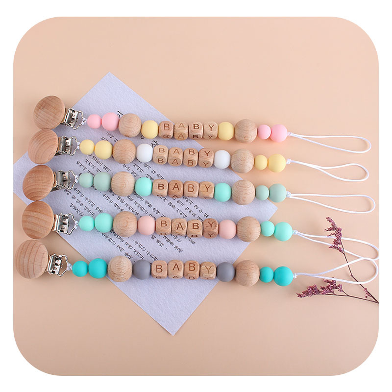 Personalizable bebé haya chupete clip chupete cadena pequeño León de silicona juguete mordedor chupete cadena traje