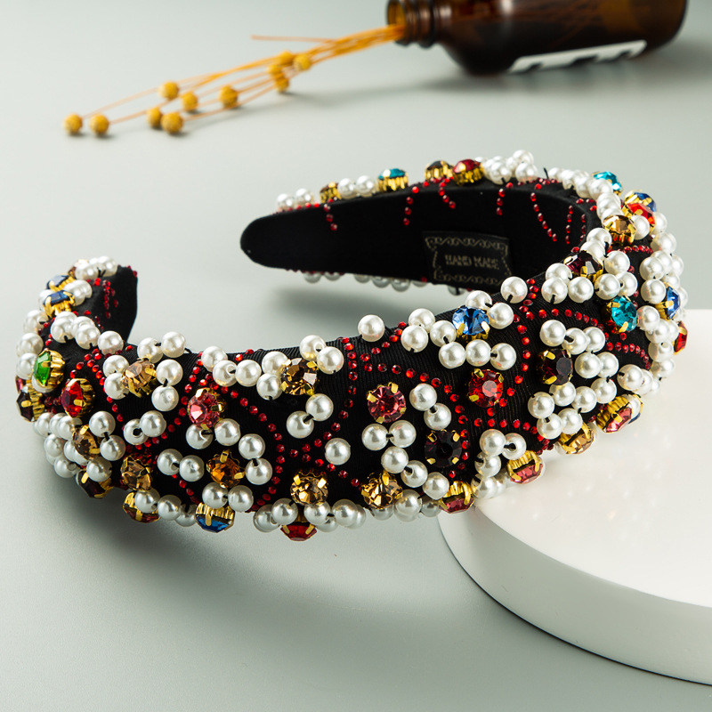 New Fashion  Luxury Handmade Pearl Thickened Sponge Headband display picture 3