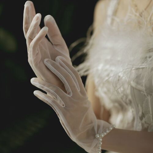 Wedding Gloves Wedding Dress Short Gloves Pearl Photo Photography Simple Bride Wedding Gloves 1042