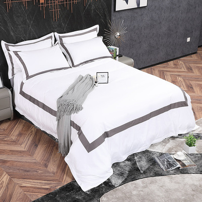 Star hotel Homestay hotel The bed Supplies Four piece suit 60 Dyed Cotton Satin sheet Quilt cover wholesale