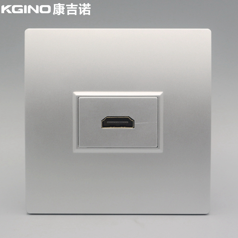 银色 86型一位HDMI高清插座直插面板2.0版直插式数字电视多媒体插