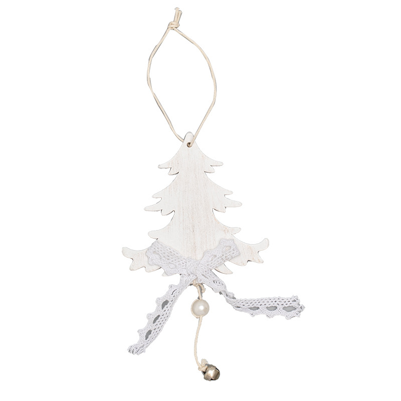 Navidad encaje blanco alce pentagramas amor árbol de Navidad colgante decoración de Navidad guirlandas decoración de caña