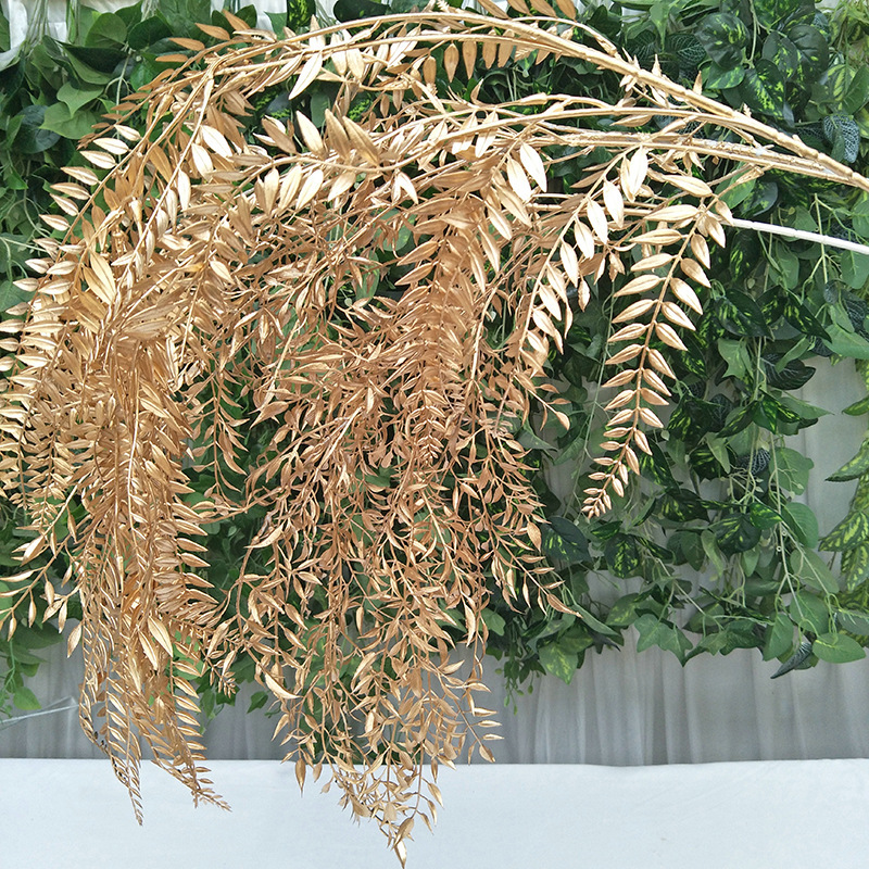 仿真金色系列植物批发 花束假花迷雾 枫叶 凤尾 婚庆装饰陈列|ms