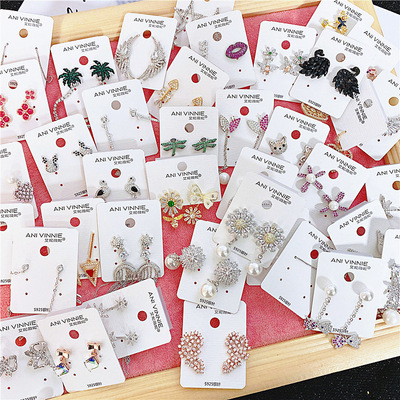 電鍍真金s925銀針大廠貨源耳飾長款微鑲小熊耳環重工耳釘飾品混批