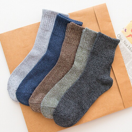 Autumn and Winter Men's Thick Socks, Coarse Thread Mid-Calf Socks for Men, Woolen Socks, Trendy Socks, Casual Warm Socks Wholesale
