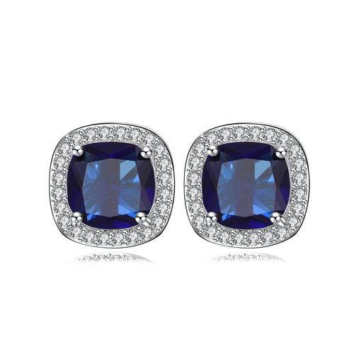 Cross-border E-commerce Men's Minimalist Square Diamond Micro-set Zirconia Earrings Four-prong Setting Small Earrings Small Quantity Wholesale
