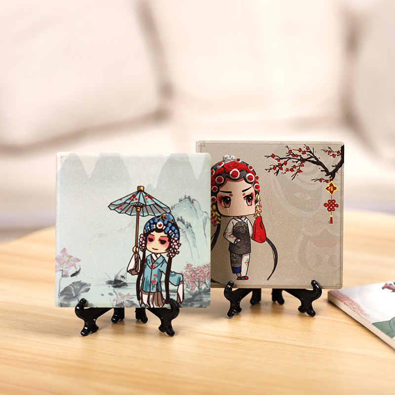 创意陶瓷杯垫礼品文化传播陶瓷吸水杯垫风景人物企业公司logo印制