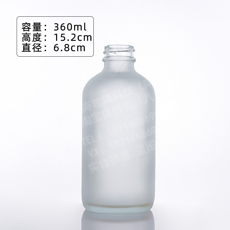 Fábrica de suministro directo de 500mL botella de aceite esencial de té de Boston 250mL botella de bomba de vidrio azul botella de emulsión al por mayor