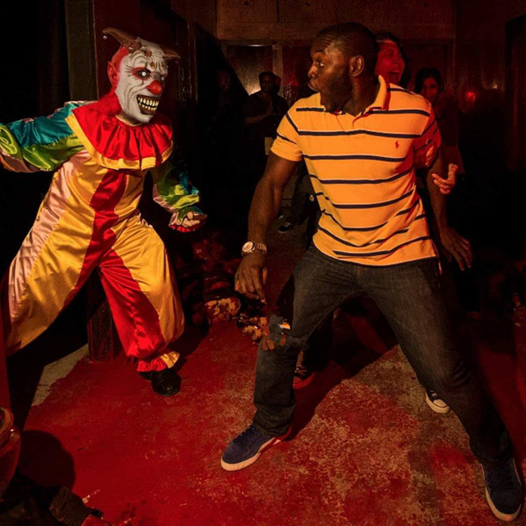 Horror Campana máscara de payaso tocado Jingle jangle máscara de payaso COS Halloween diablo mueca