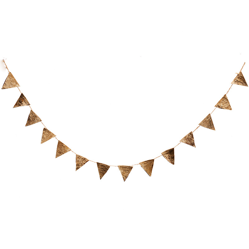 Feliz Navidad corteza de abedul natural bandera triangular fiesta bandera Mori colgante de decoración de Navidad