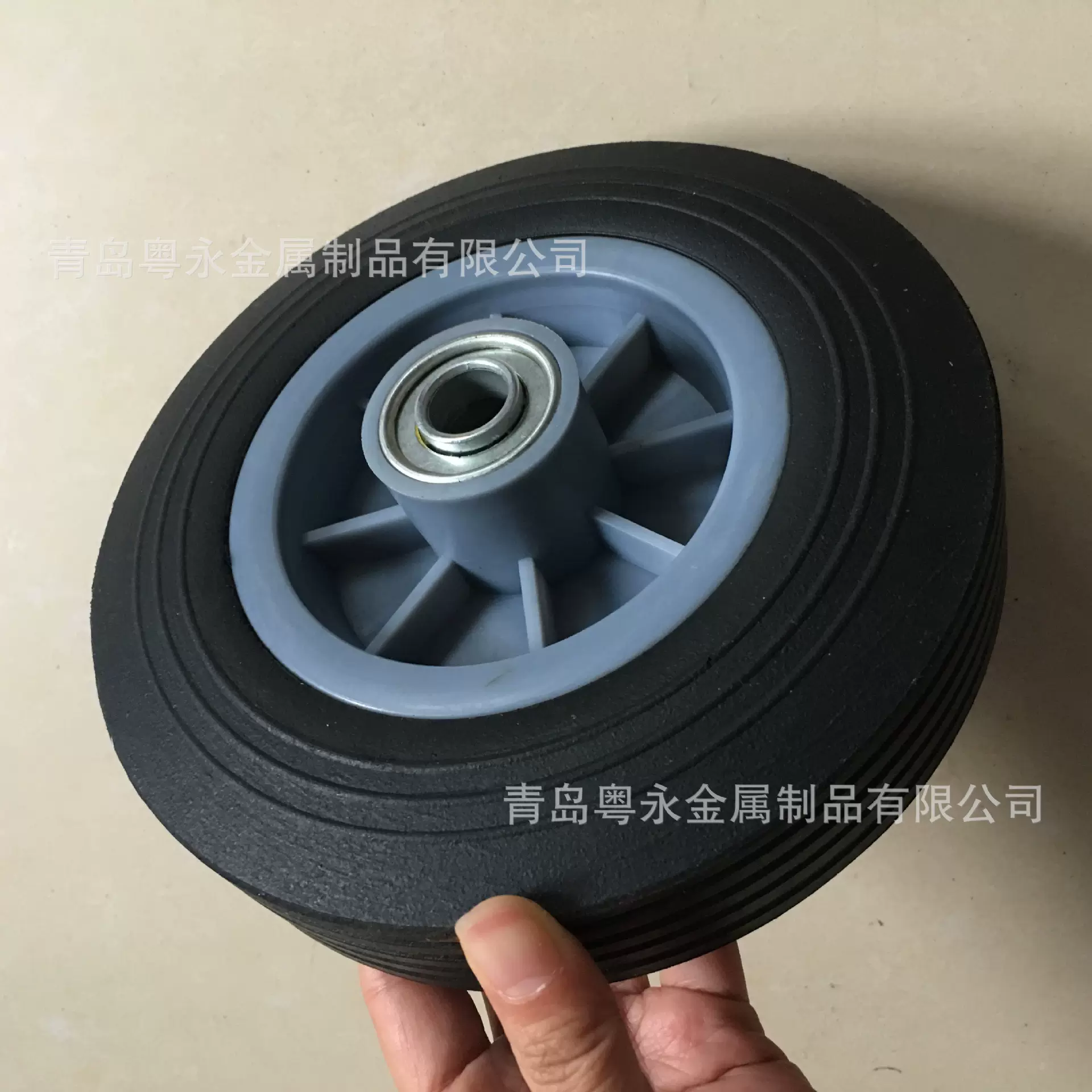 8x2寸实心胶粉轮 工具车轮 8寸橡胶轮 胶粉轮子 垃圾桶轮