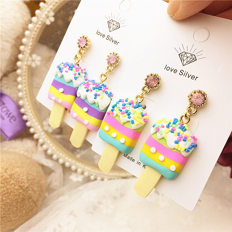 Rhinestones Inlay Material Drop Earrings Classification 1 Pair Simple Style Classic Style Ice Cream Inlay Plastic Resin Rhinestones Drop Earrings