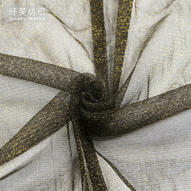 Bright silk nylon Mesh cloth Gold Line Hexagonal No bomb fashion stage Costume Jacobs Fabric